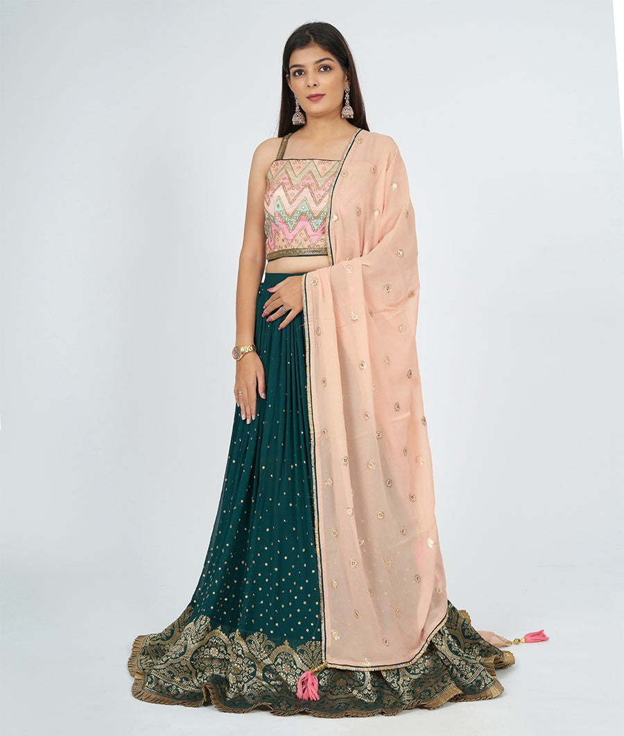 Bottle Green Lehenga - kaystore.in