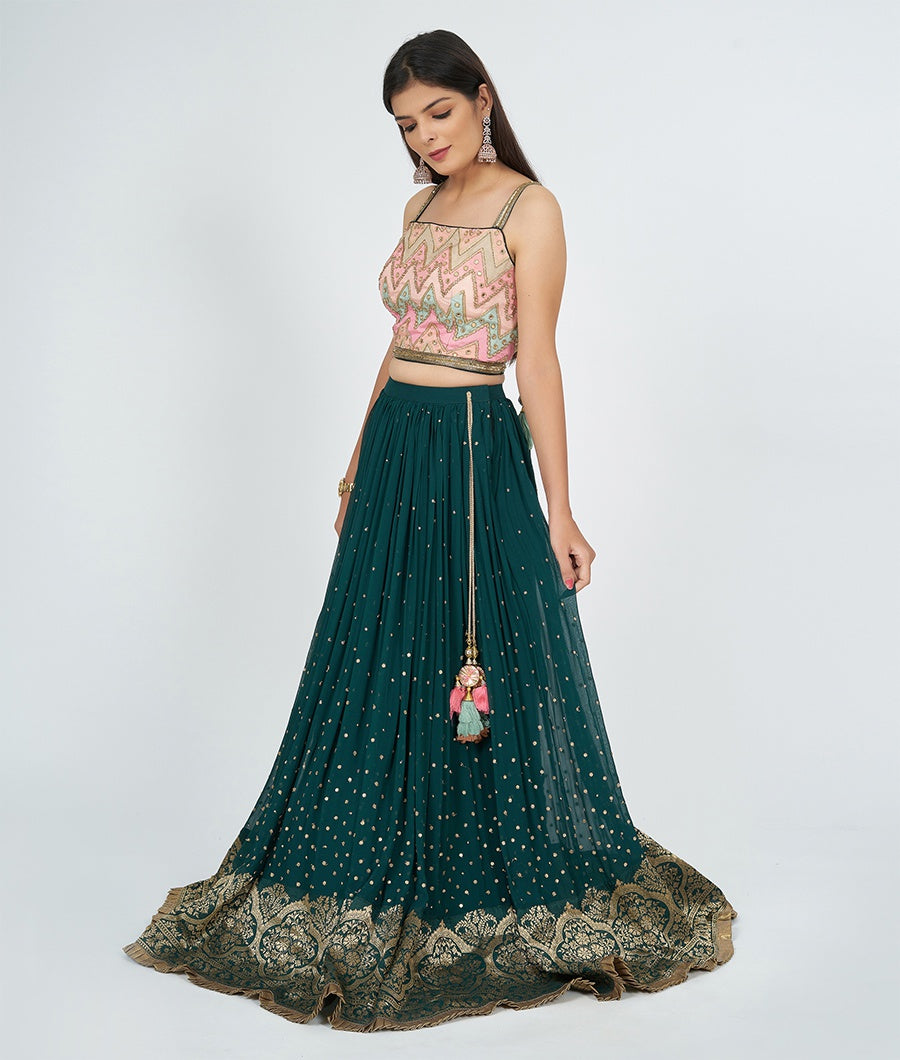 Bottle Green Lehenga - kaystore.in