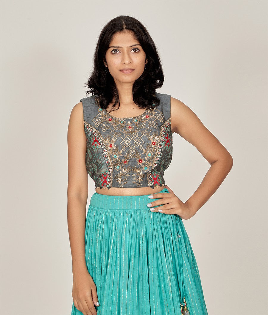 Green Lehenga Zari - kaystore.in