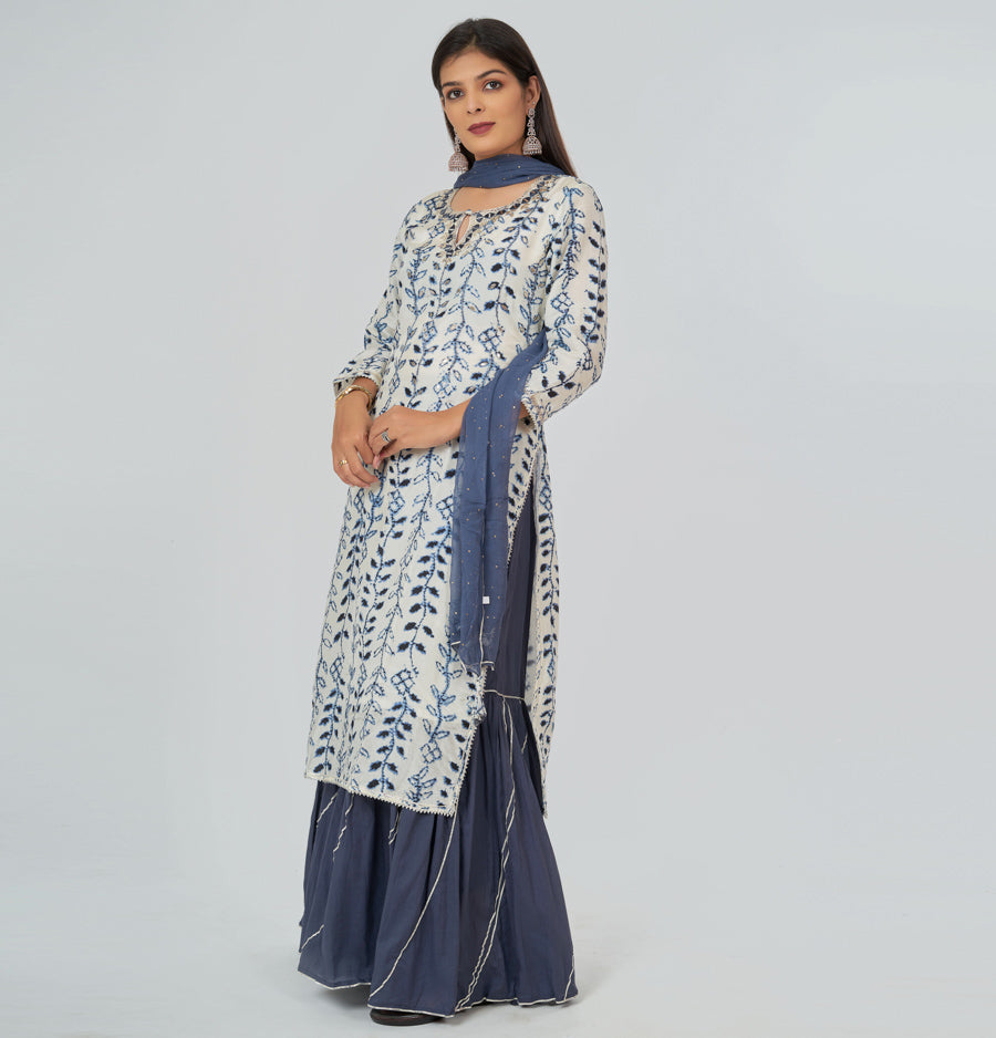 Lite Grey Salwar Kameez Sharara Set - kaystore.in