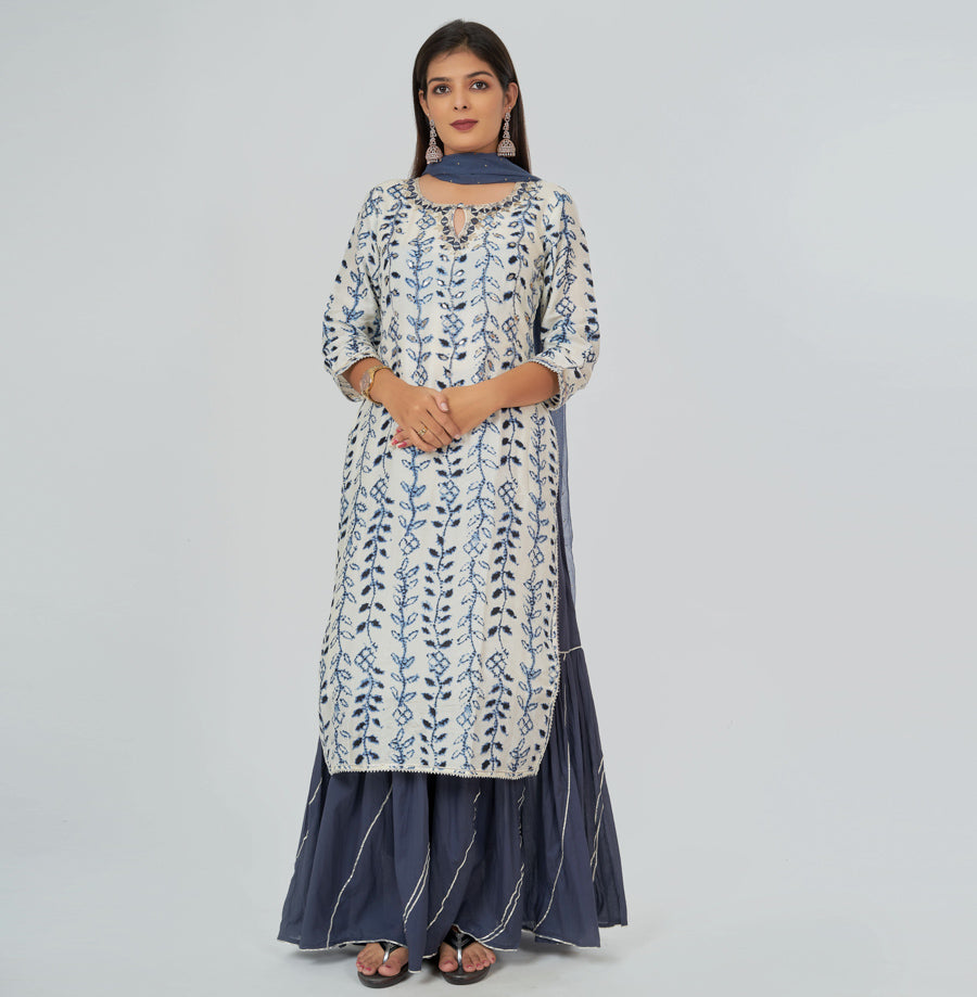 Lite Grey Salwar Kameez Sharara Set - kaystore.in