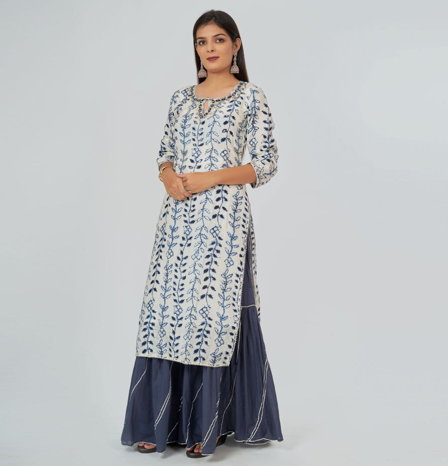 Lite Grey Salwar Kameez Sharara Set - kaystore.in