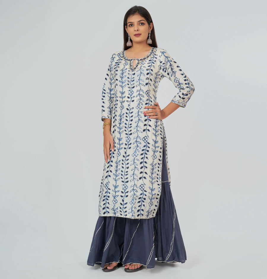 Lite Grey Salwar Kameez Sharara Set - kaystore.in