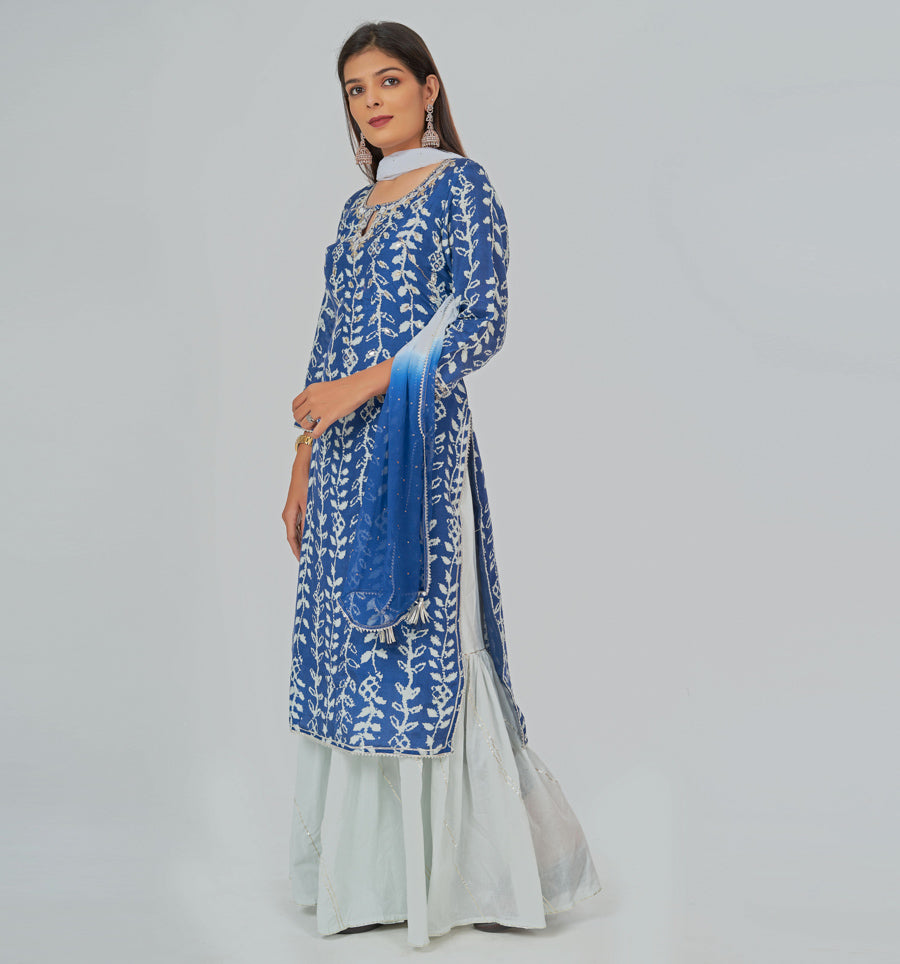 Navy Blue Salwar Kameez Sharara Set - kaystore.in