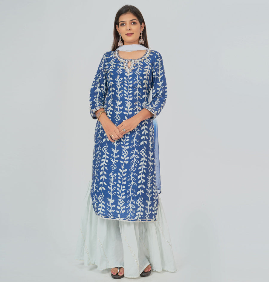 Navy Blue Salwar Kameez Sharara Set - kaystore.in