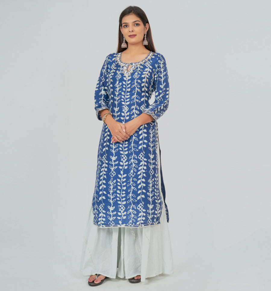 Navy Blue Salwar Kameez Sharara Set - kaystore.in