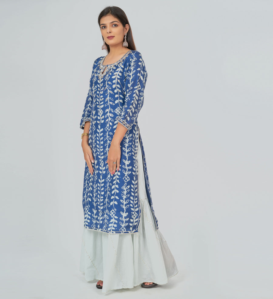 Navy Blue Salwar Kameez Sharara Set - kaystore.in