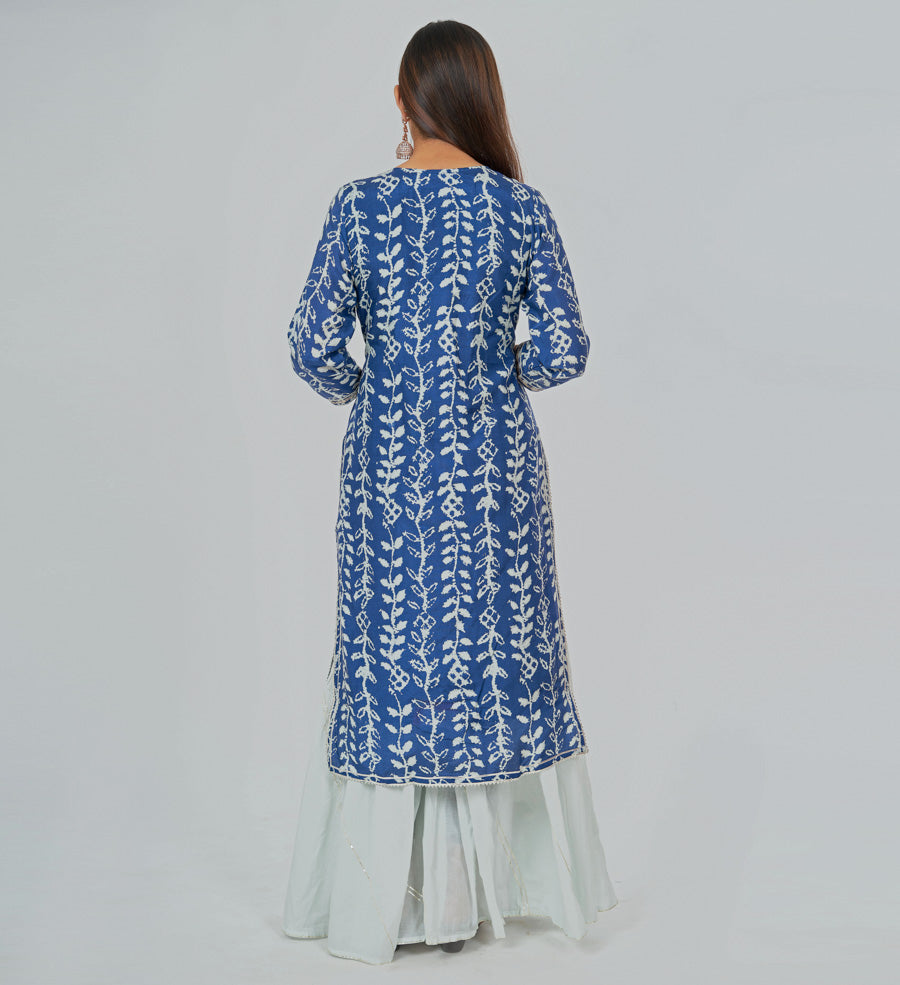 Navy Blue Salwar Kameez Sharara Set - kaystore.in