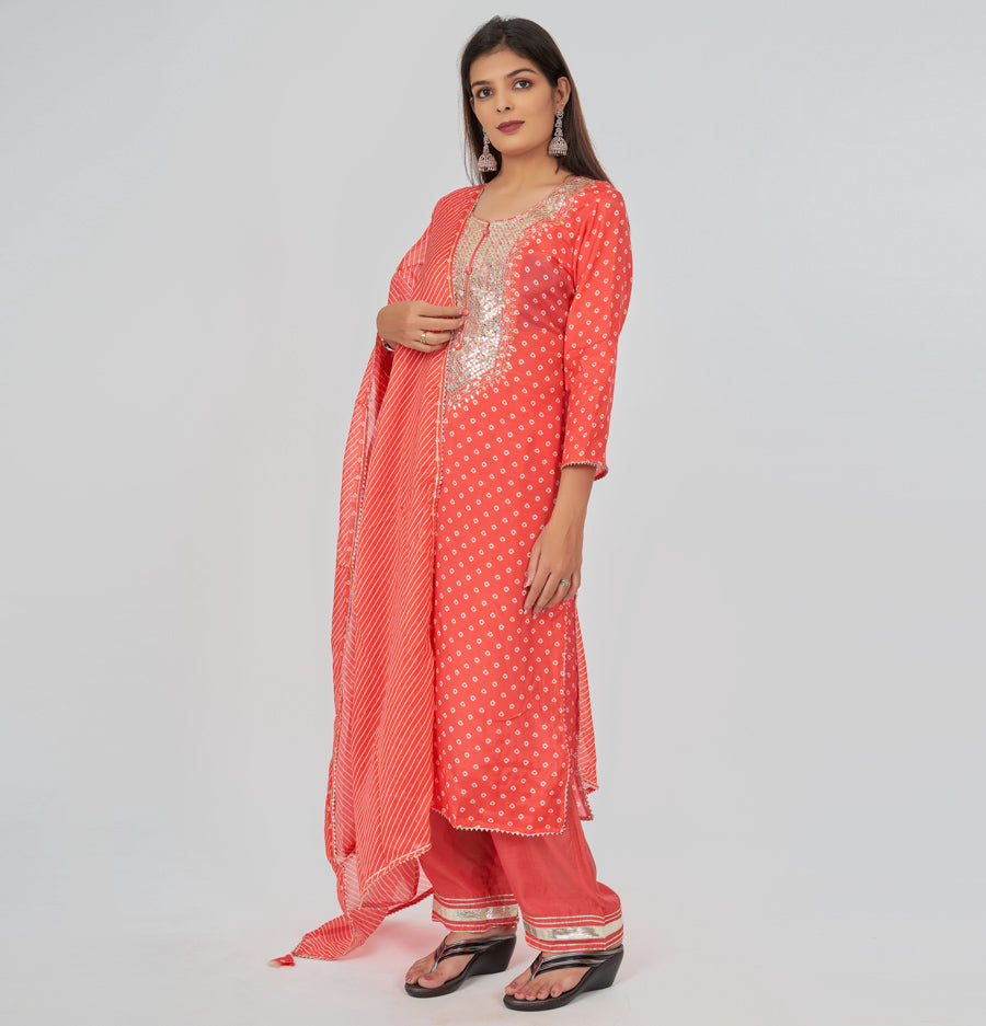 Peach Cotton Silk Salwar Kameez - kaystore.in