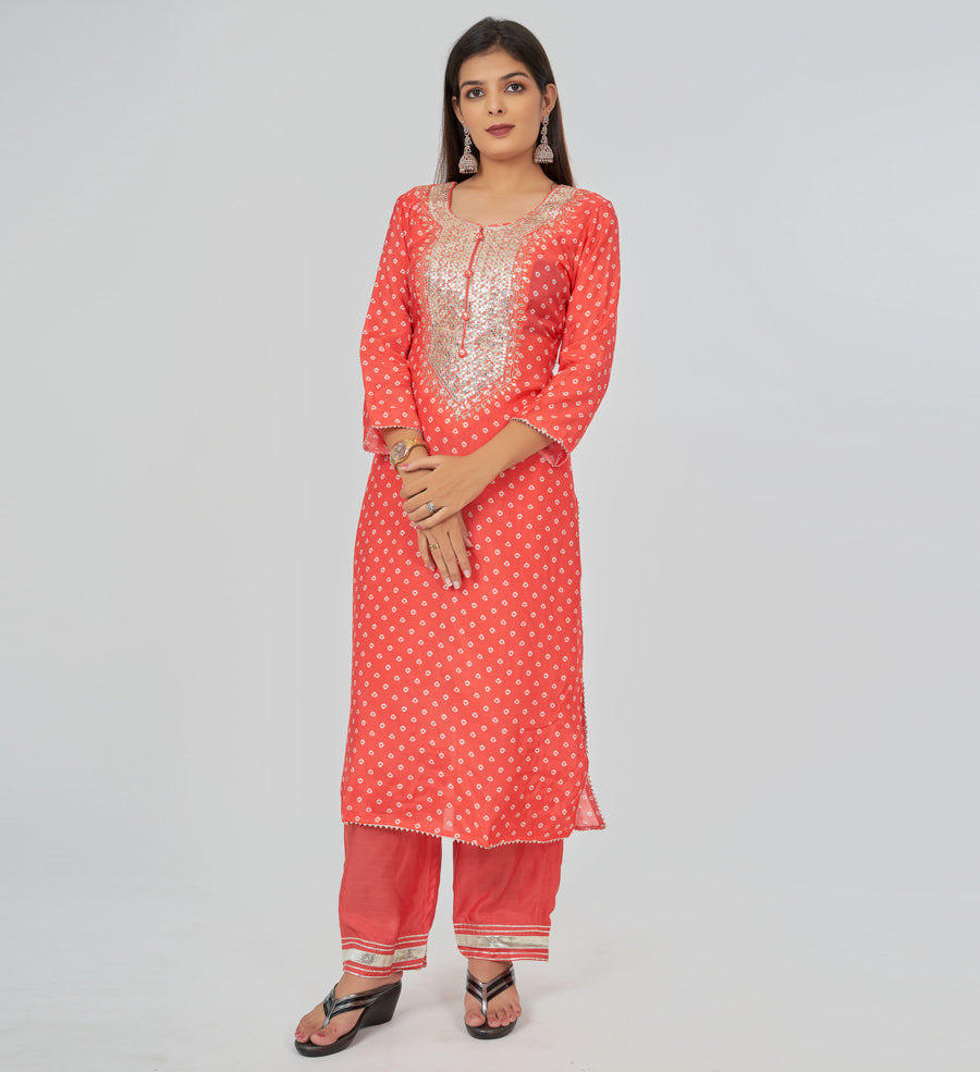 Peach Cotton Silk Salwar Kameez - kaystore.in