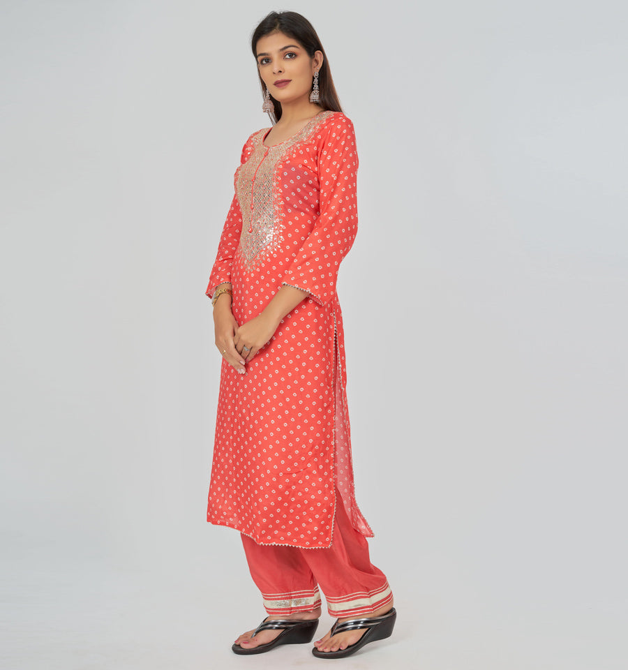 Peach Cotton Silk Salwar Kameez - kaystore.in