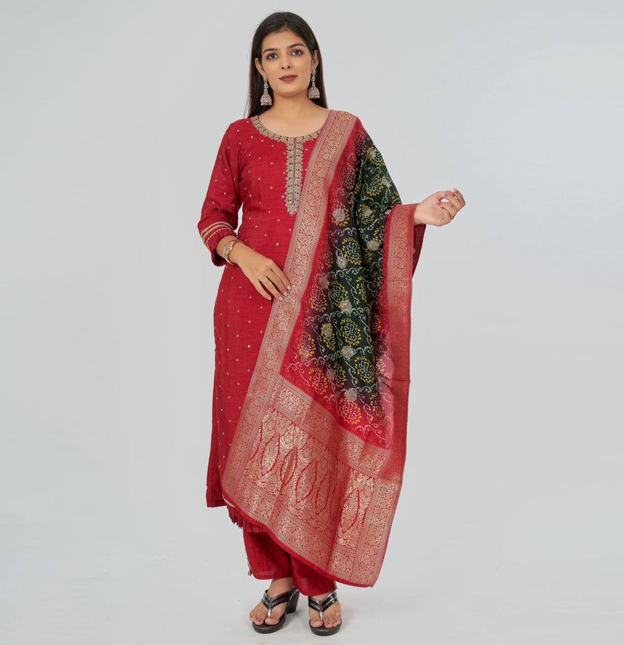 Maroon Silk Salwar Kameez - kaystore.in