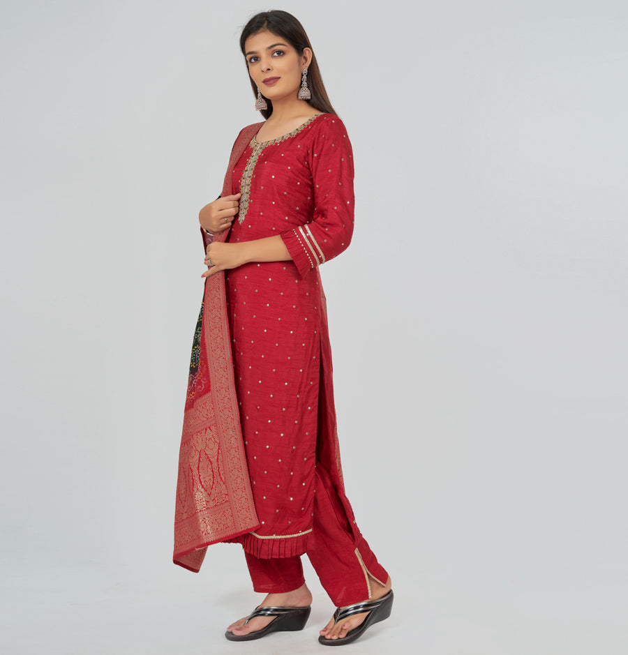 Maroon Silk Salwar Kameez - kaystore.in