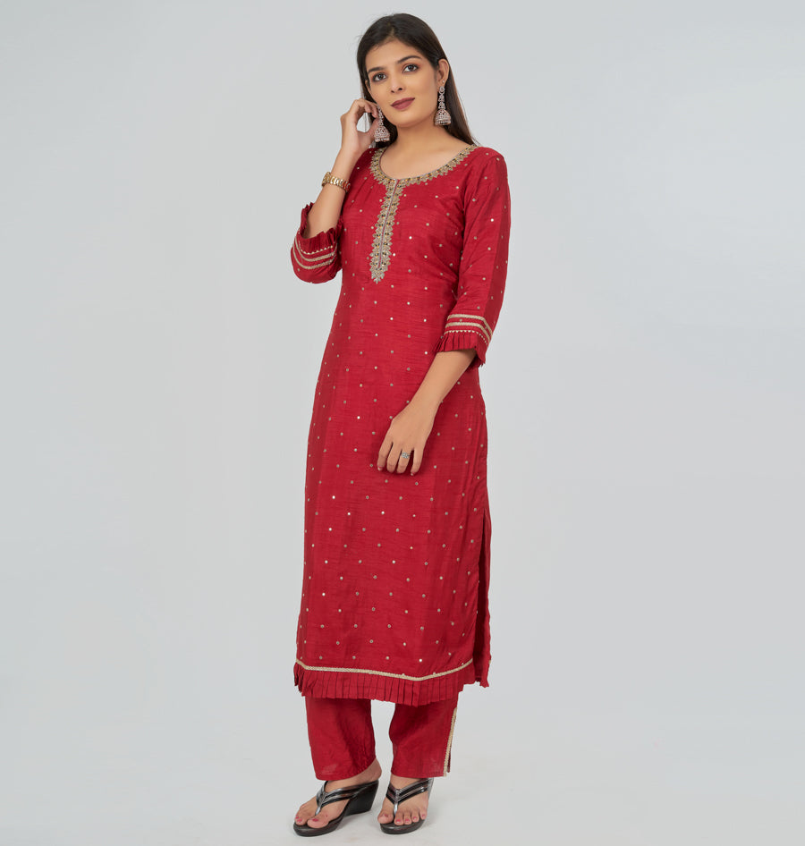 Maroon Silk Salwar Kameez - kaystore.in