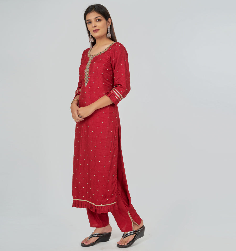 Maroon Silk Salwar Kameez - kaystore.in