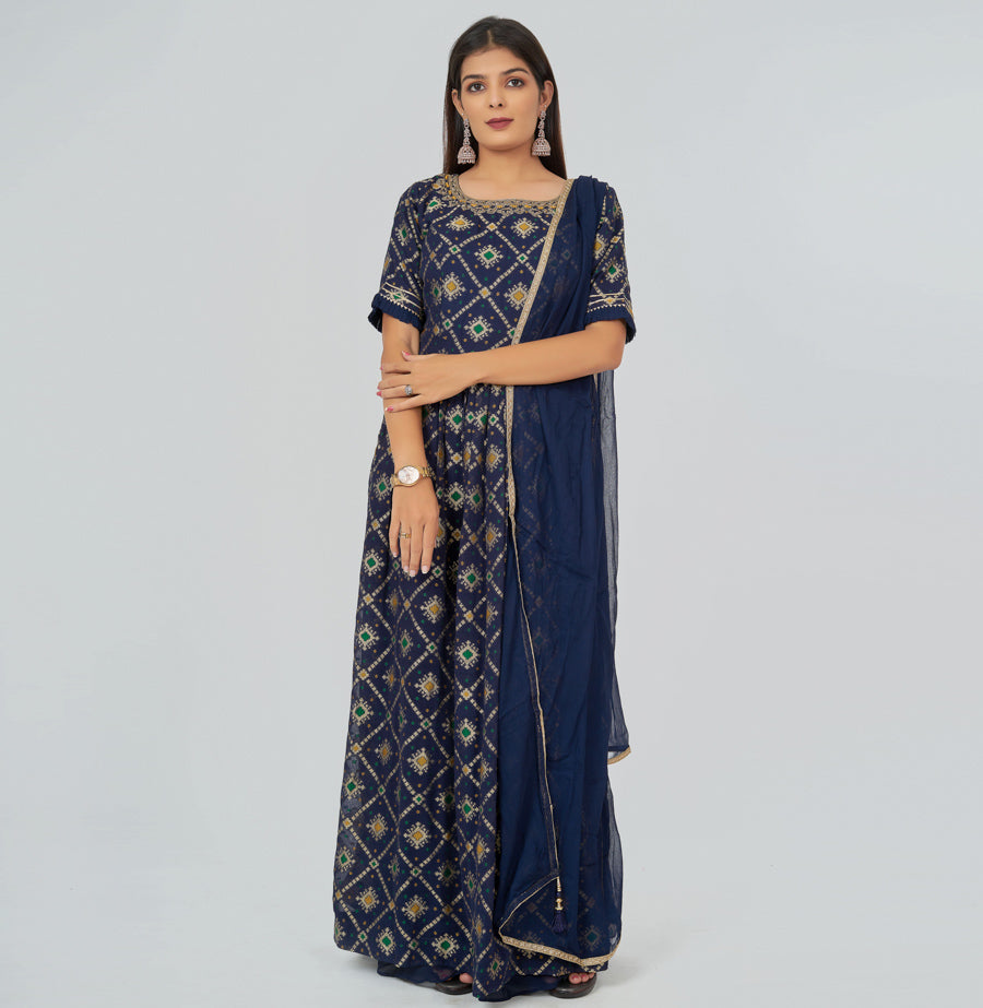 Navy Blue Salwar Kameez Plazo Set - kaystore.in