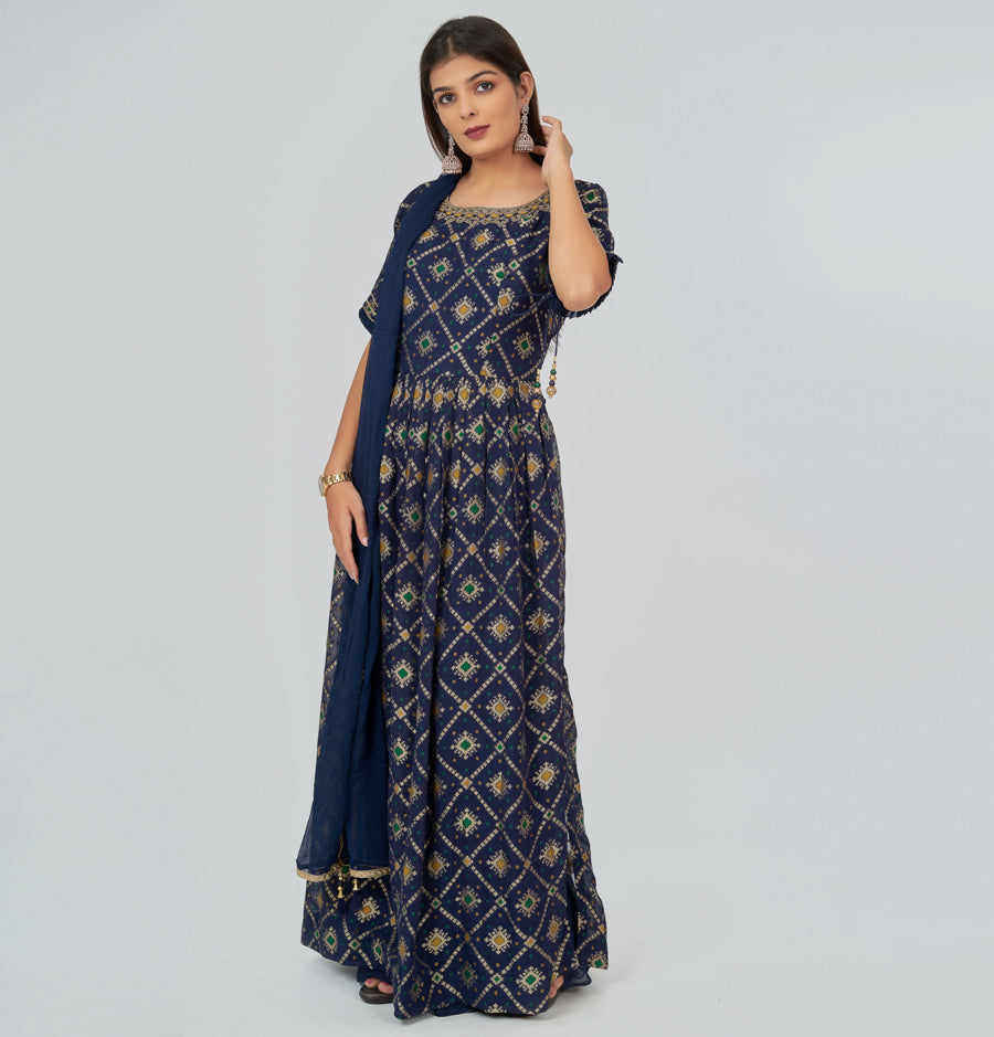 Navy Blue Salwar Kameez Plazo Set - kaystore.in