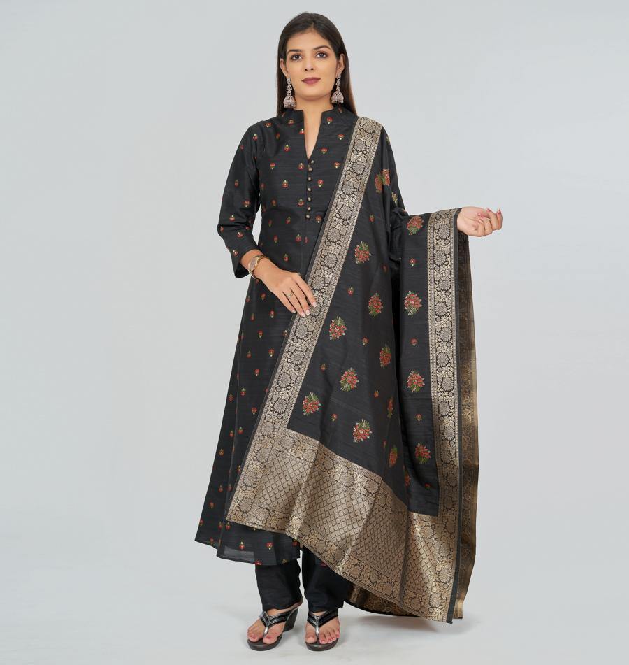 Black Silk Salwar Kameez - kaystore.in