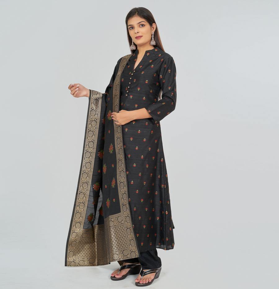 Black Silk Salwar Kameez - kaystore.in