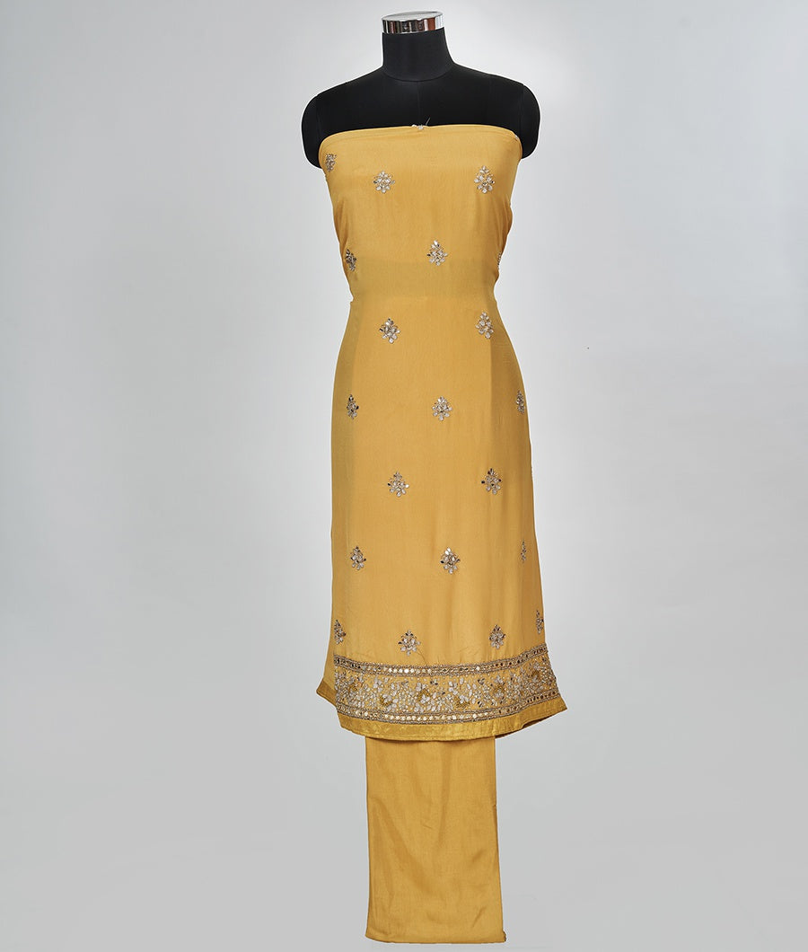 Mustard Crepe Unstitched Salwar - kaystore.in