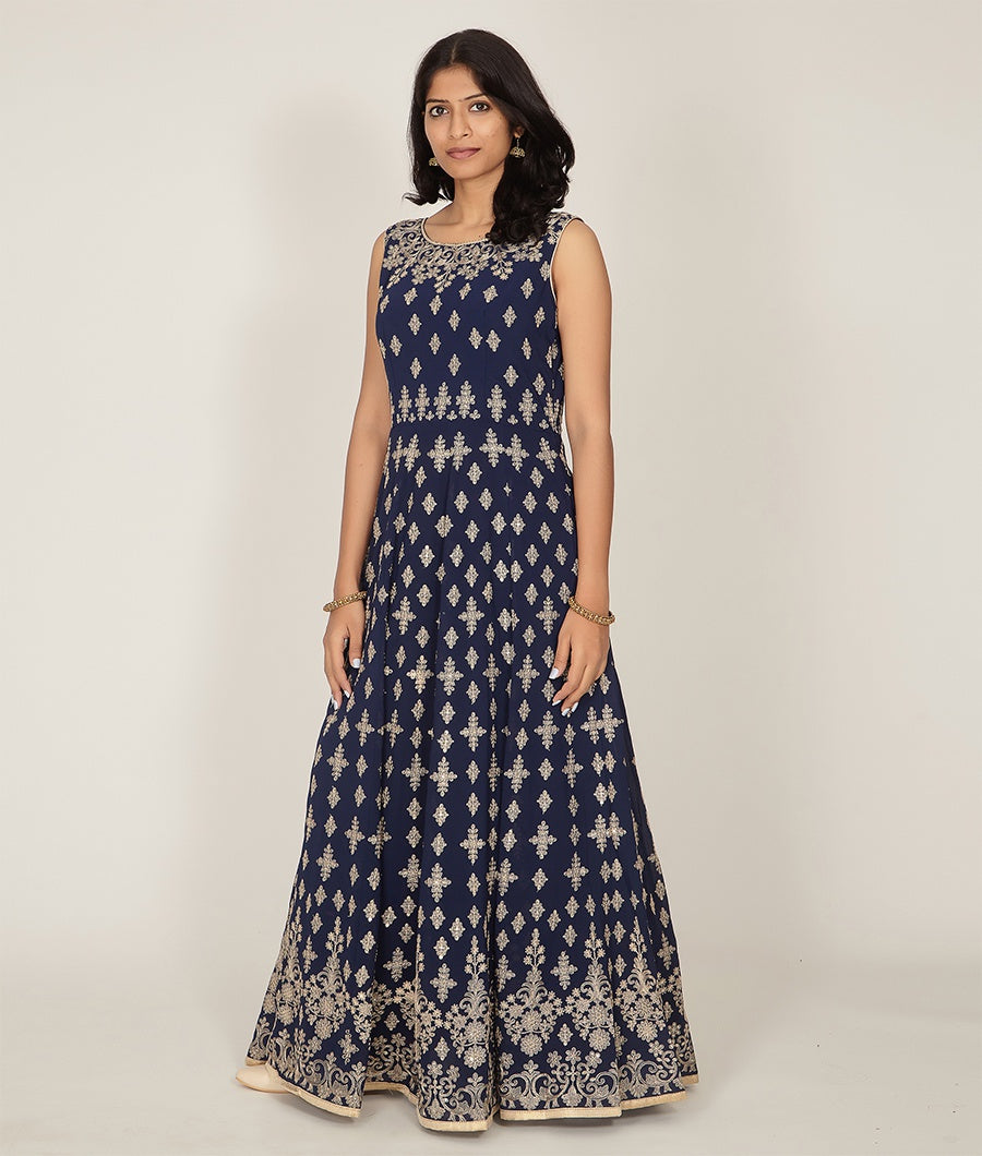 Navy Georgette Blue Salwar Kameez - kaystore.in