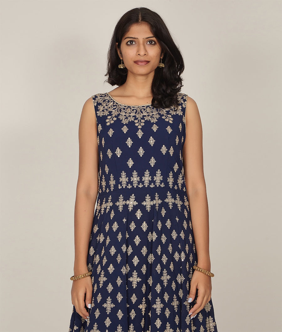 Navy Georgette Blue Salwar Kameez - kaystore.in