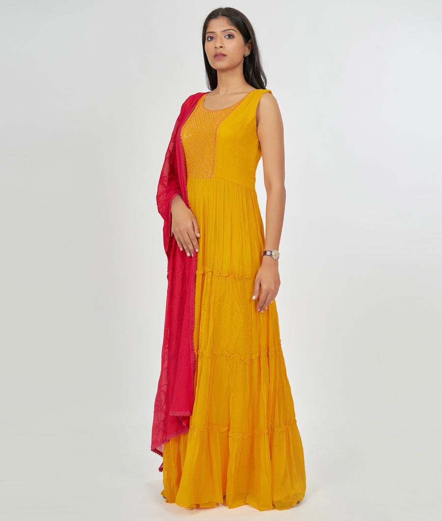 Yellow Salwar Kameez Anarkali - kaystore.in