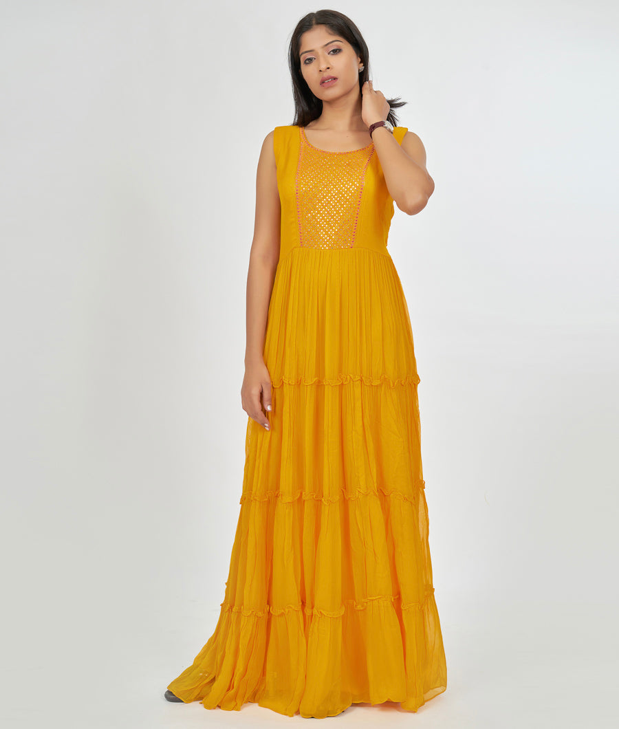 Yellow Salwar Kameez Anarkali - kaystore.in