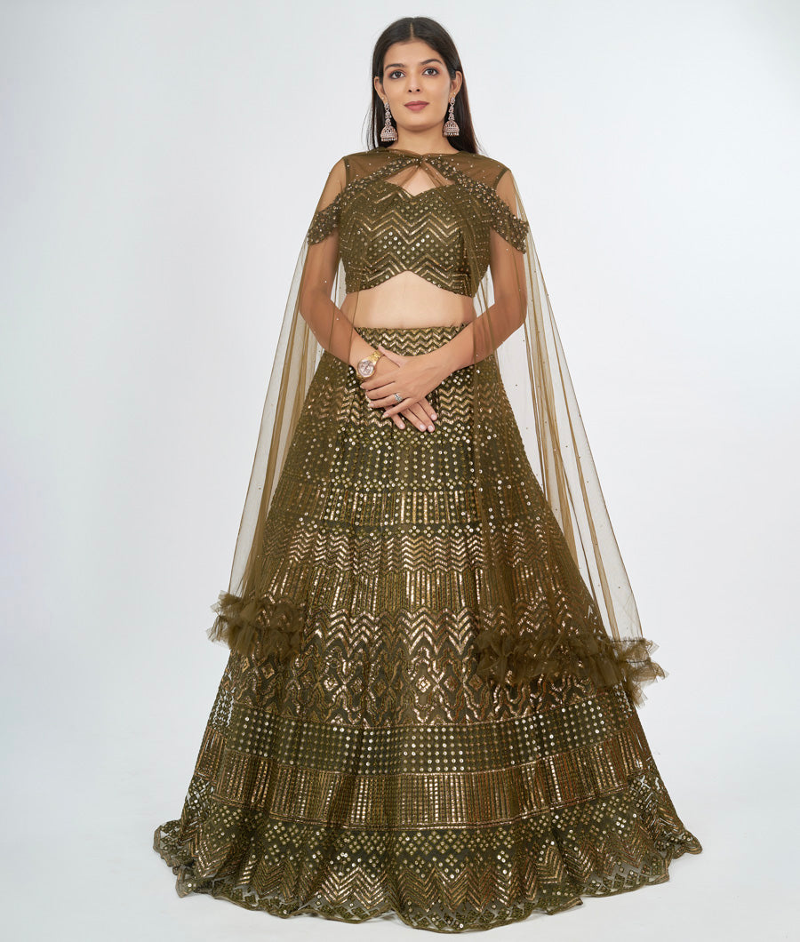 Mehandi Green Lehenga - kaystore.in