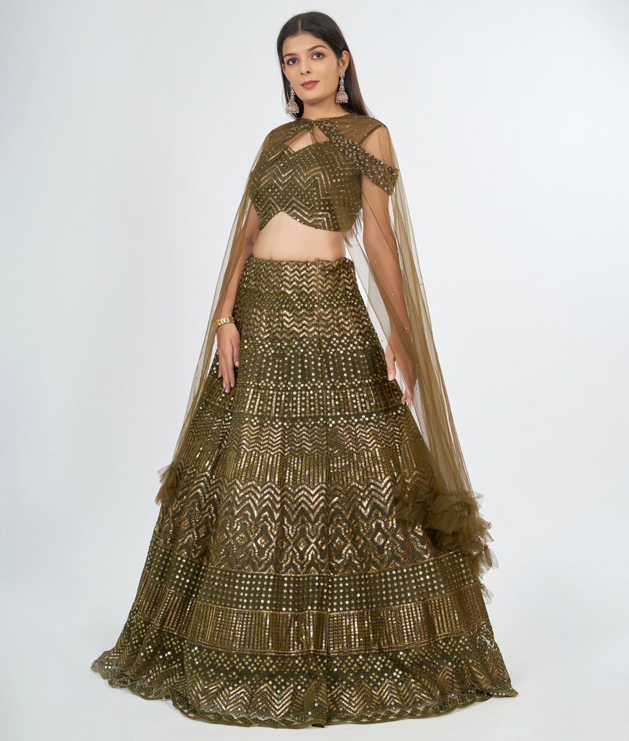 Mehandi Green Lehenga - kaystore.in