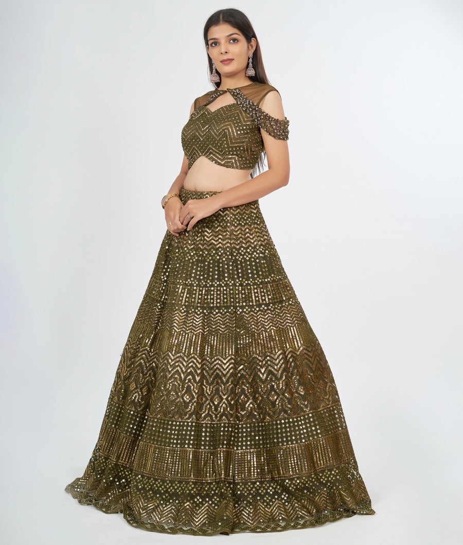 Mehandi Green Lehenga - kaystore.in