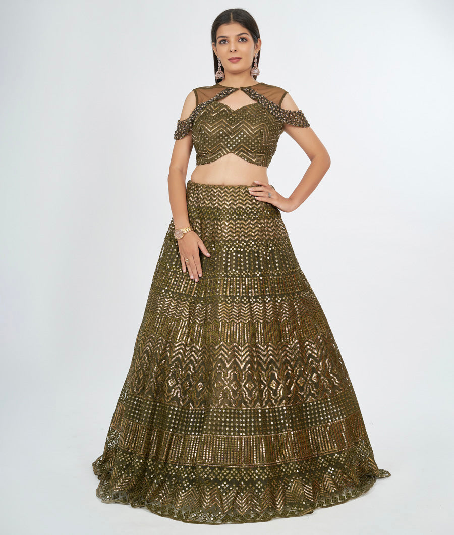 Mehandi Green Lehenga - kaystore.in