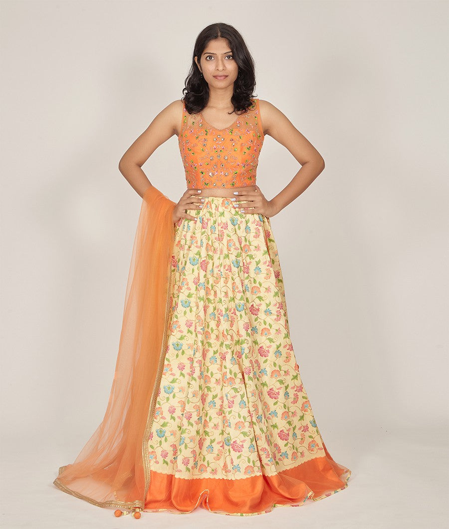 Yellow Net Lehenga - kaystore.in