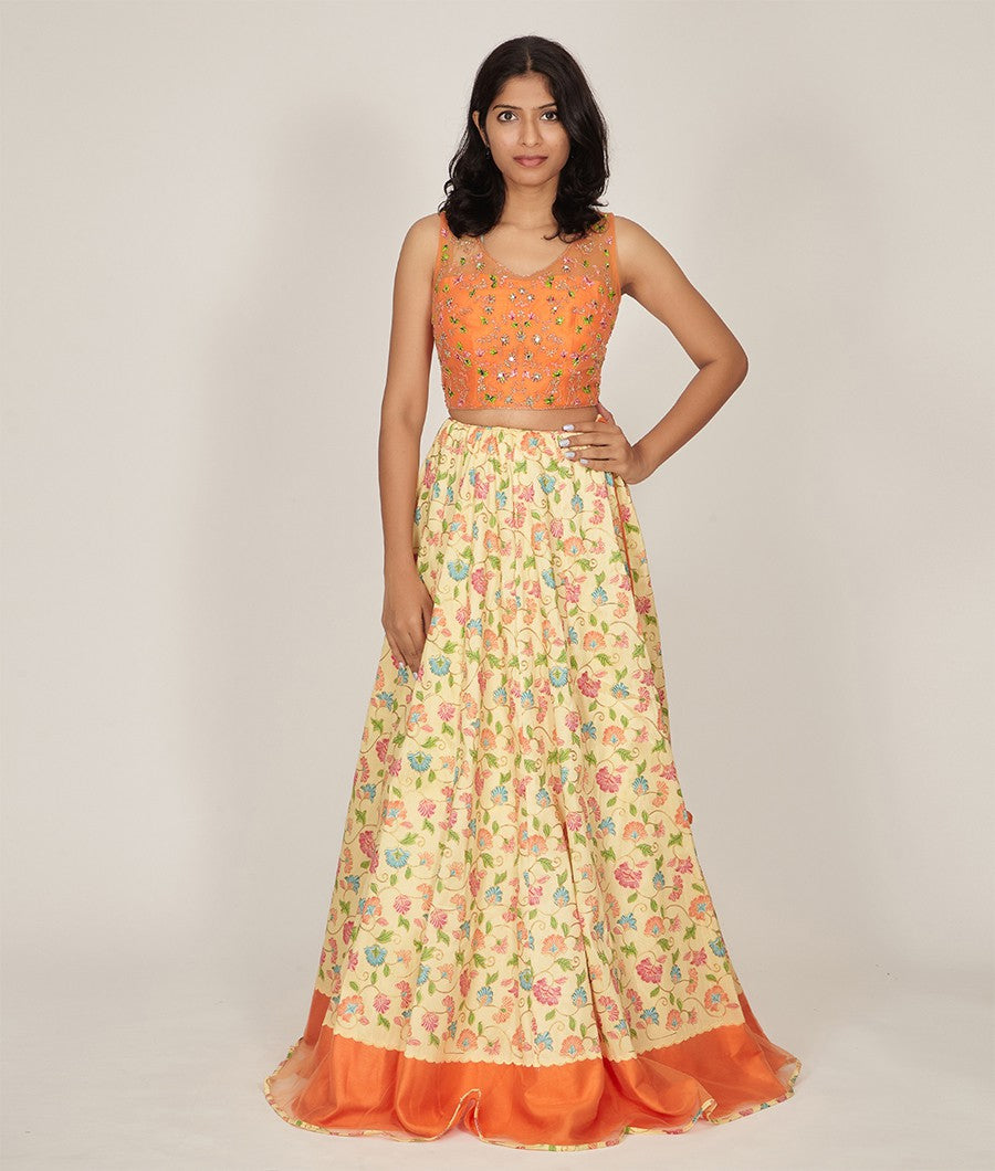 Yellow Net Lehenga - kaystore.in