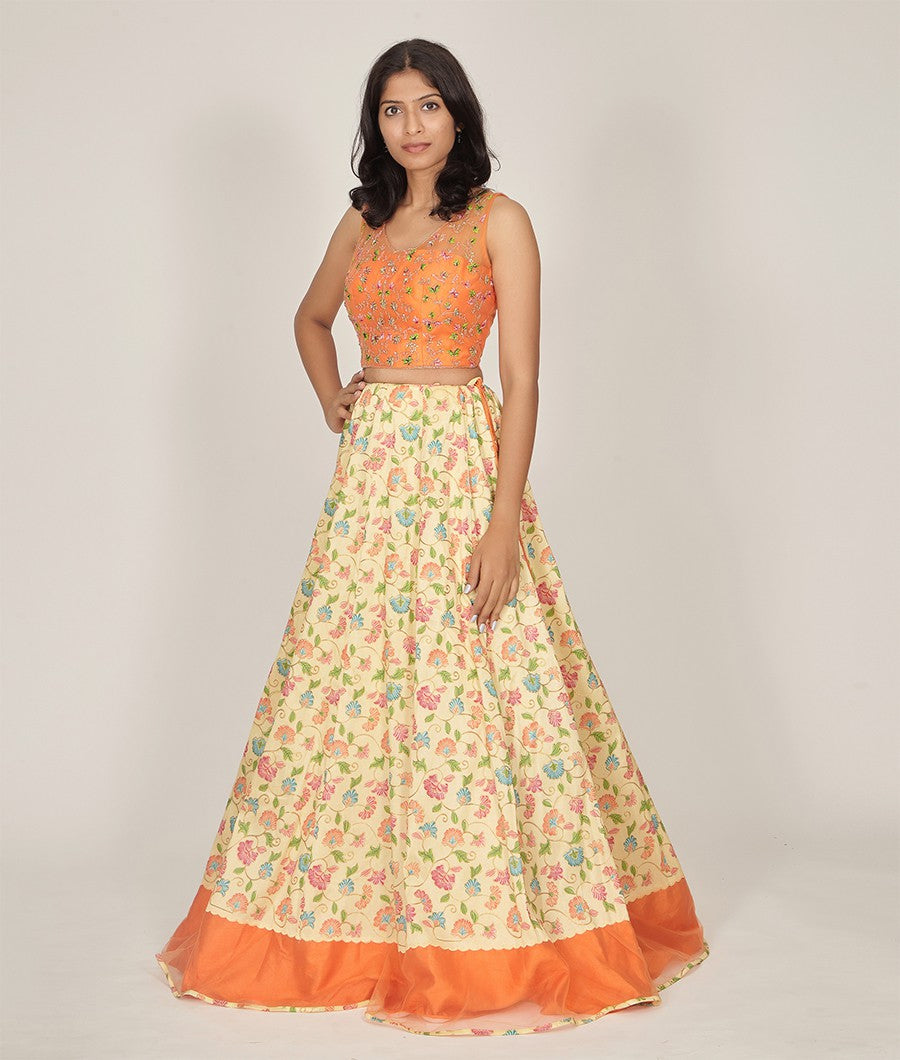 Yellow Net Lehenga - kaystore.in