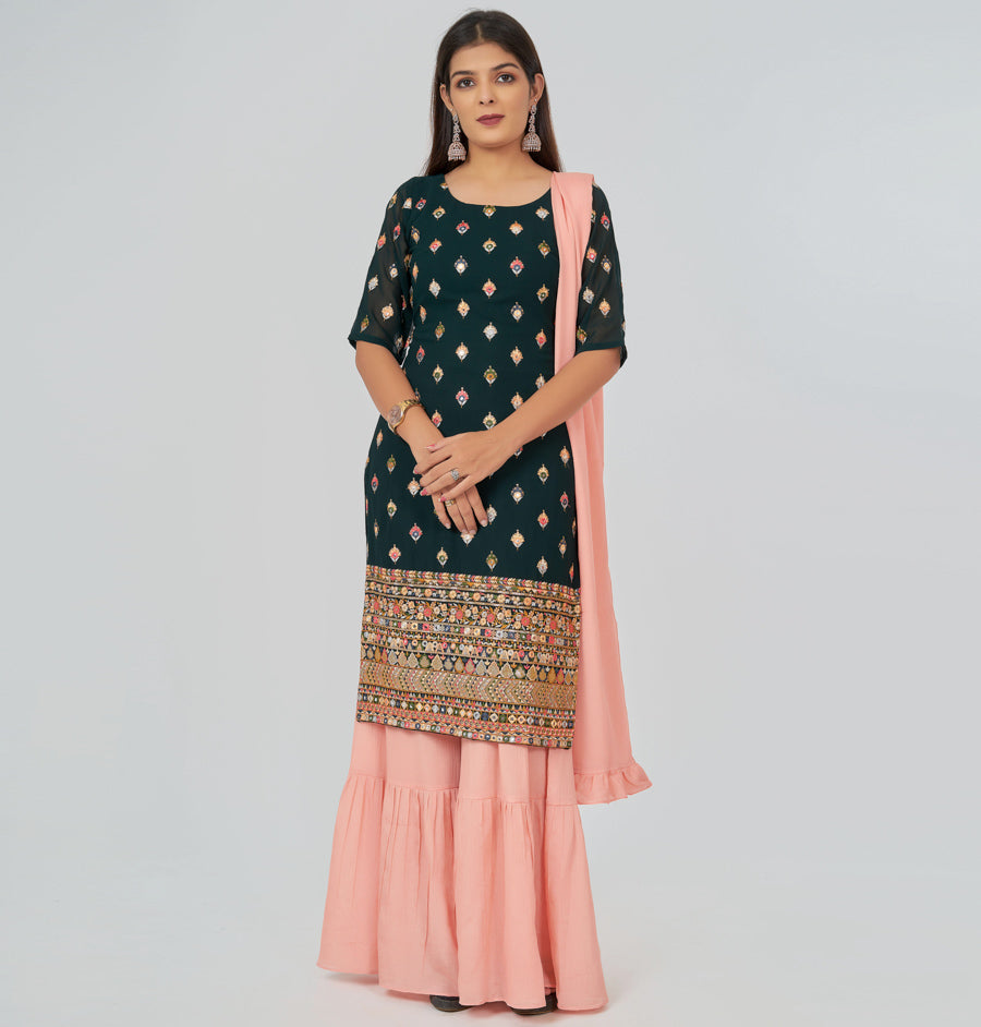 Green Salwar Kameez Sharara - kaystore.in