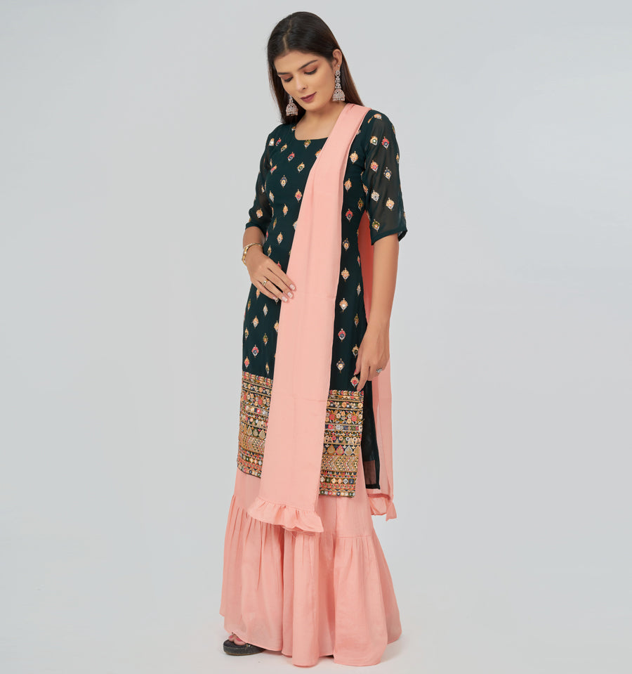 Green Salwar Kameez Sharara - kaystore.in