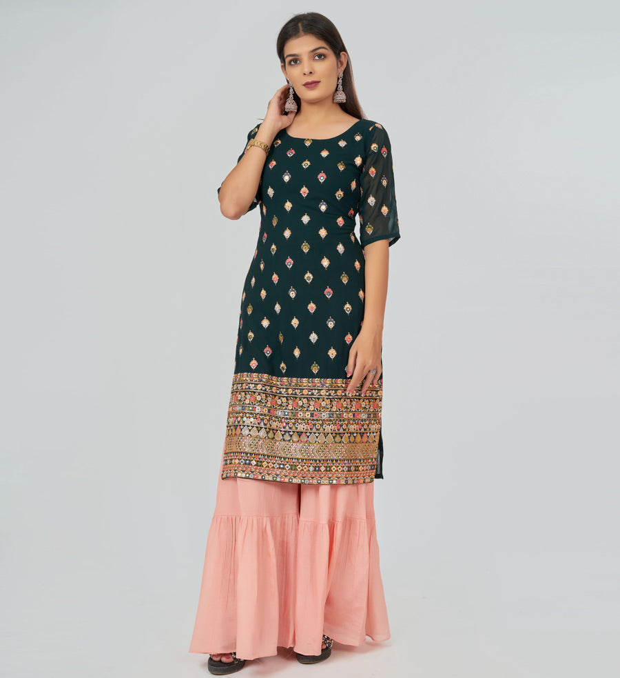 Green Salwar Kameez Sharara - kaystore.in