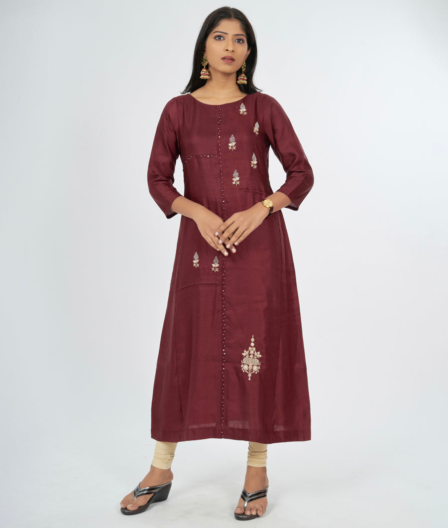 Maroon Silk Kurti - kaystore.in