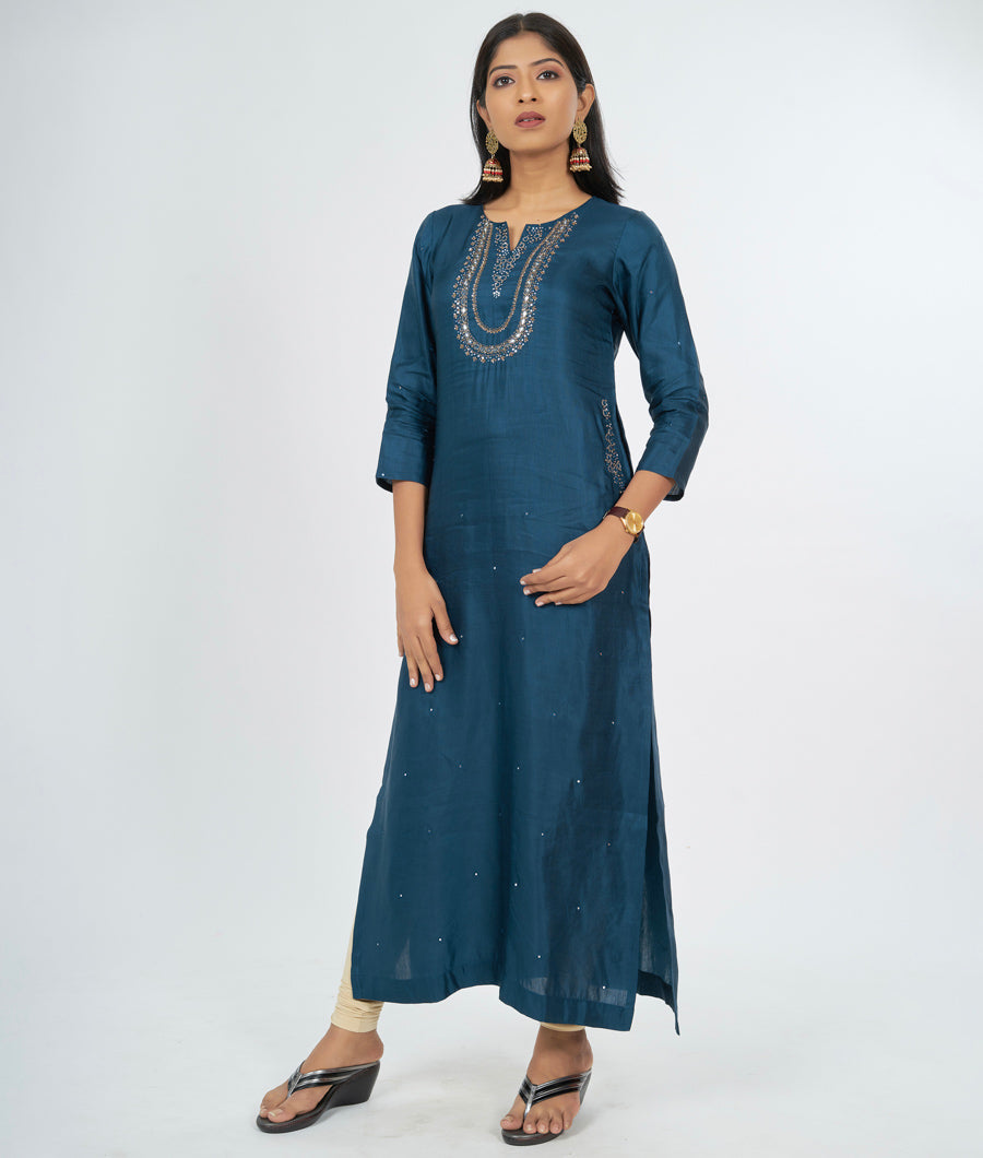 Peacock-Blue Kurti - kaystore.in