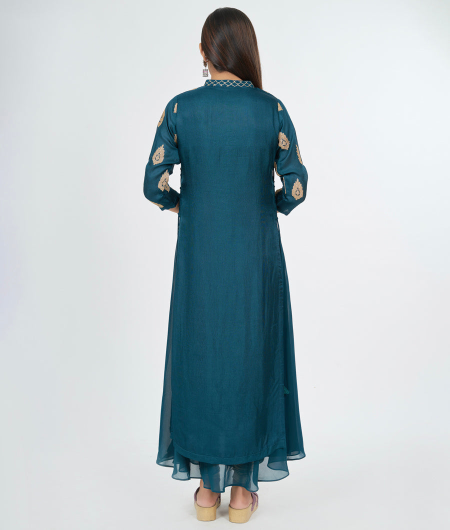 Peacock Blue Silk Kurti - kaystore.in