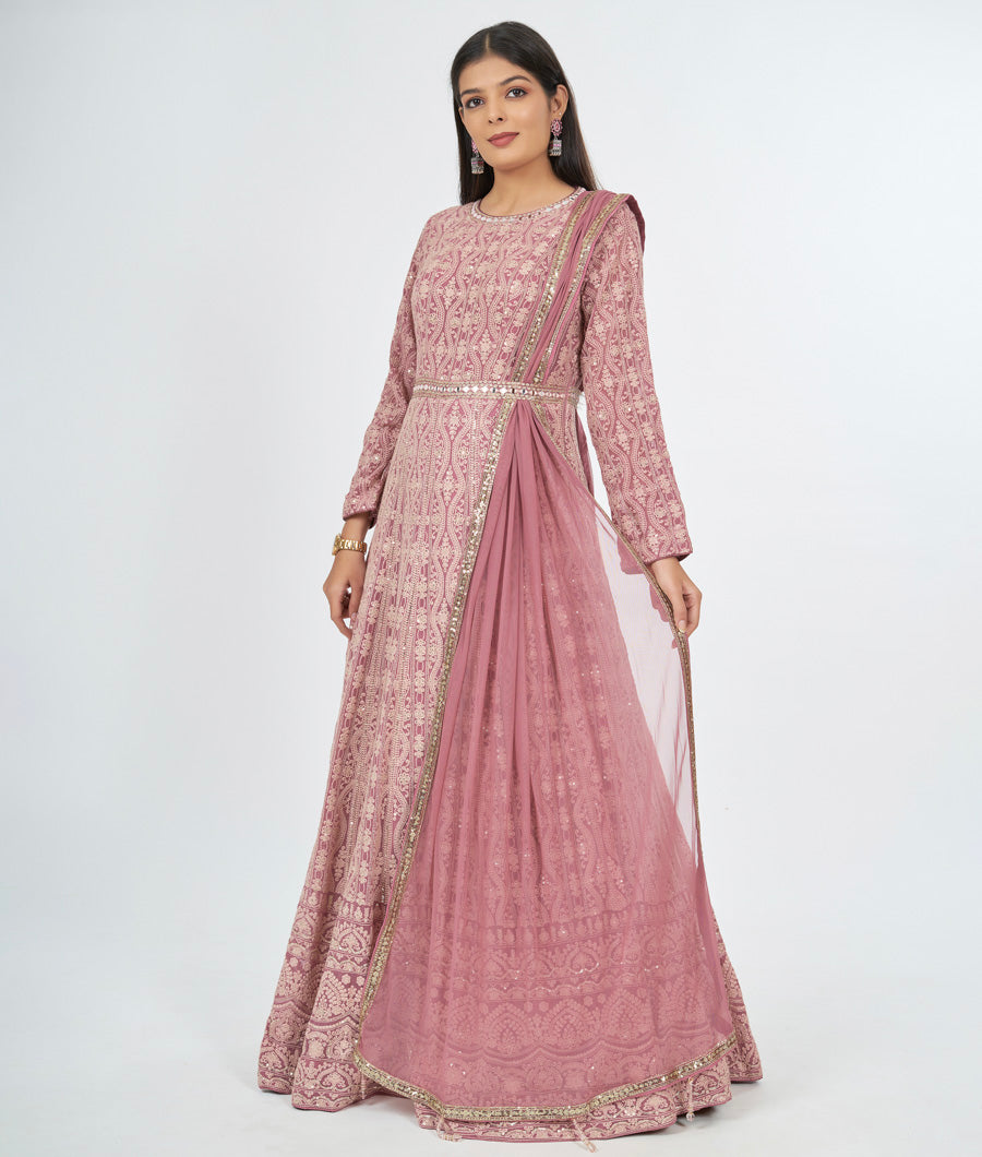 Onion Pink Salwar Kameez Anarkali - kaystore.in