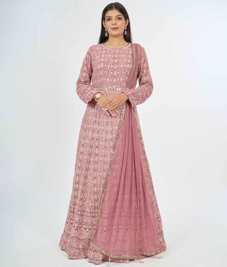 Onion Pink Salwar Kameez Anarkali - kaystore.in