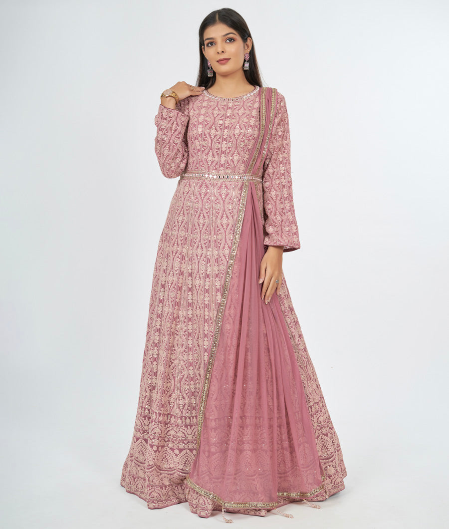 Onion Pink Salwar Kameez Anarkali - kaystore.in