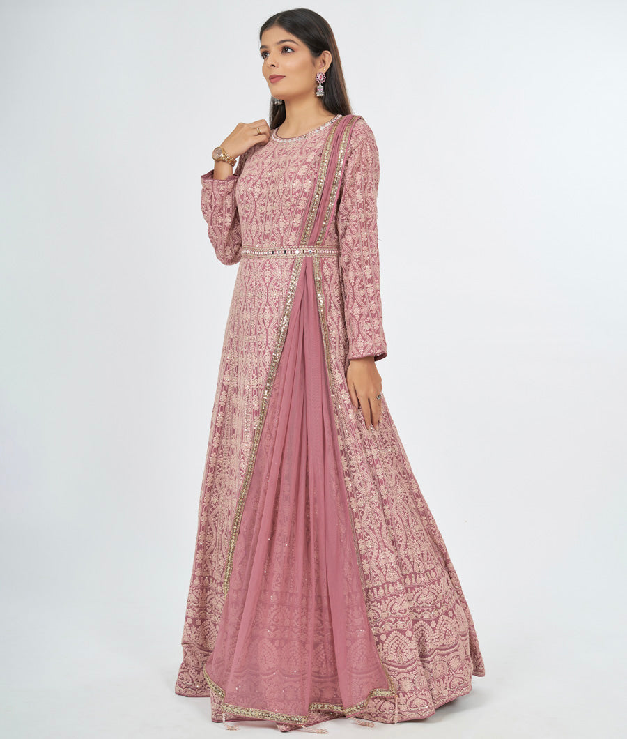 Onion Pink Salwar Kameez Anarkali - kaystore.in