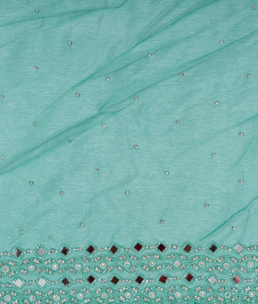 Muliti Colour Organza Saree Mirror With Pearl And Stone Work - kaystore.in