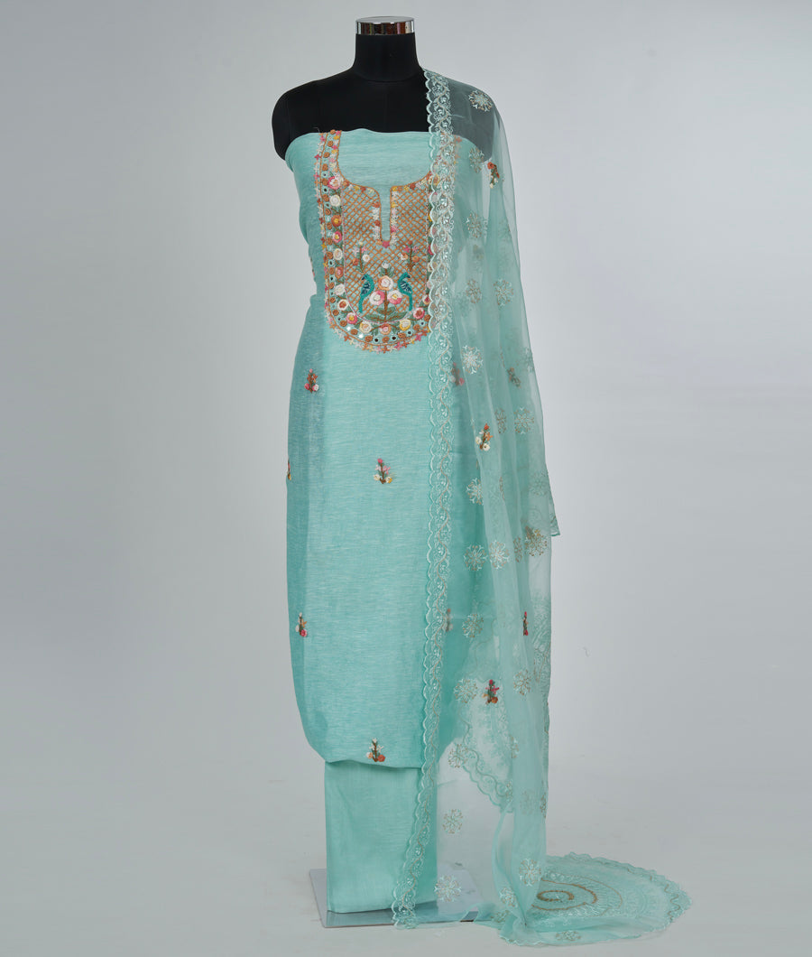 Lite Blue Unstitched Salwar - kaystore.in