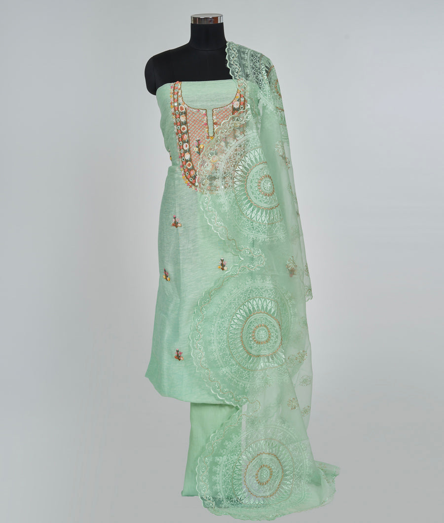 Lite Green Unstitched Salwar - kaystore.in