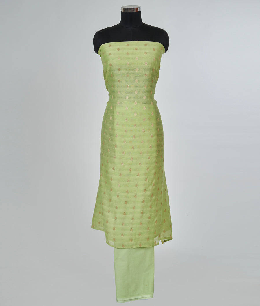 Pista Green Chanderi Unstitched Salwar - kaystore.in