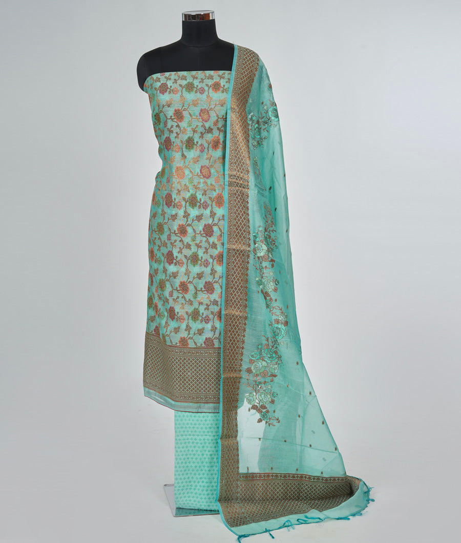 Sea Green Unstitched Salwar - kaystore.in